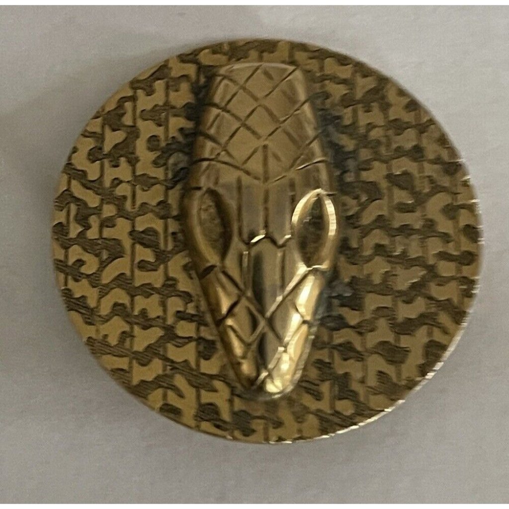 Freirich Vintage Brooch Egyptian Revival Gold Tone Embossed Mask Pin